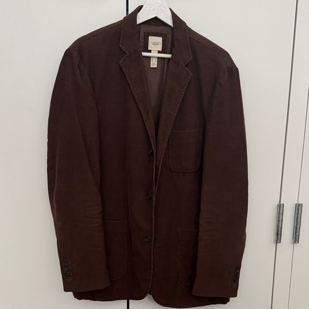 VINTAGE 2007 Lands’ End Canvas Brown Corduroy Blazer 40R